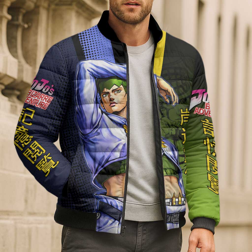 Rohan Kishibe JoJo’s Bizarre Adventure Bomber Puffer Jacket with Heaven's Door Stand and Manga Style - The Mazicc