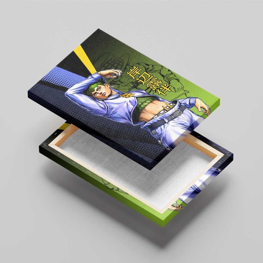 Rohan Kishibe JoJo’s Bizarre Adventure Canvas Wall Art with Heaven's Door Stand and Manga Style - The Mazicc