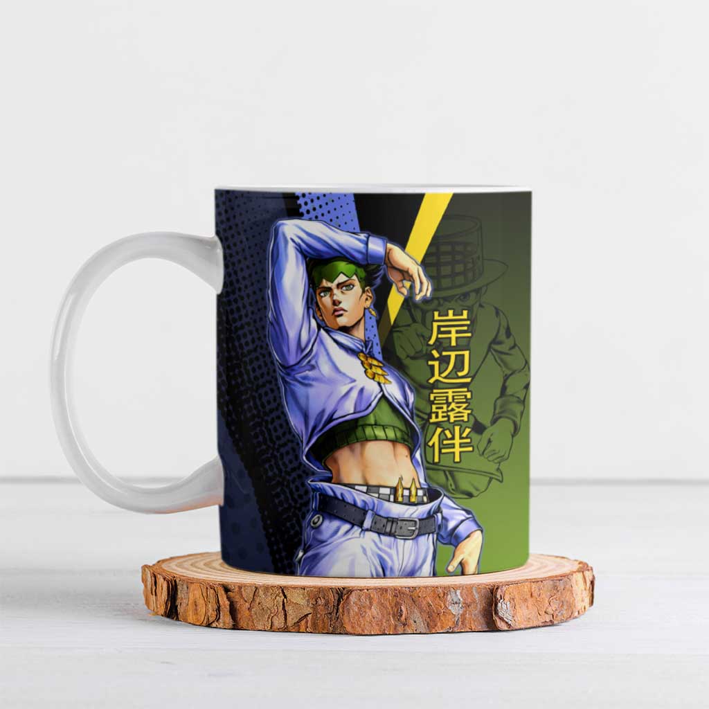 Rohan Kishibe JoJo’s Bizarre Adventure Ceramic Mug with Heaven's Door Stand and Manga Style - The Mazicc