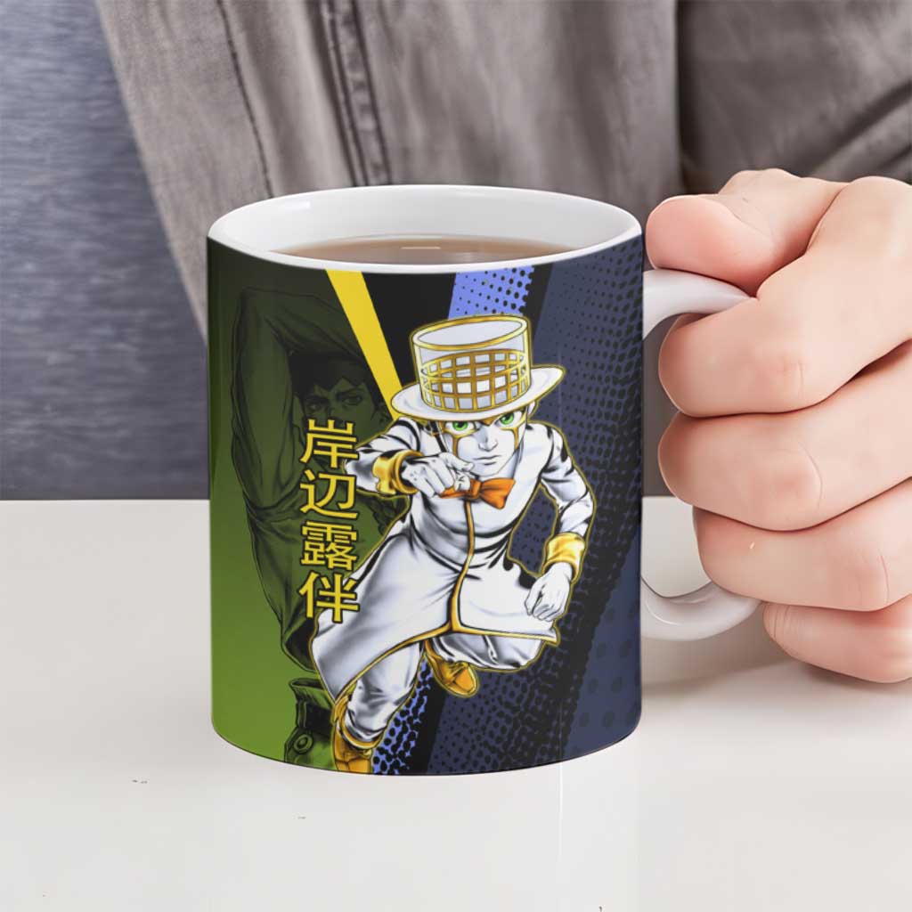 Rohan Kishibe JoJo’s Bizarre Adventure Ceramic Mug with Heaven's Door Stand and Manga Style - The Mazicc