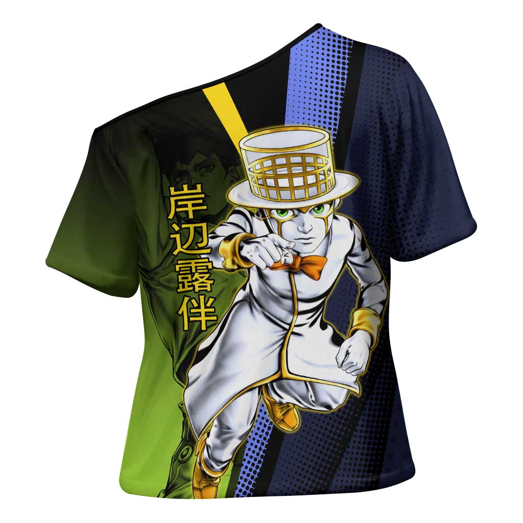 Rohan Kishibe JoJo’s Bizarre Adventure Cross Shoulder Shirt with Heaven's Door Stand and Manga Style - The Mazicc