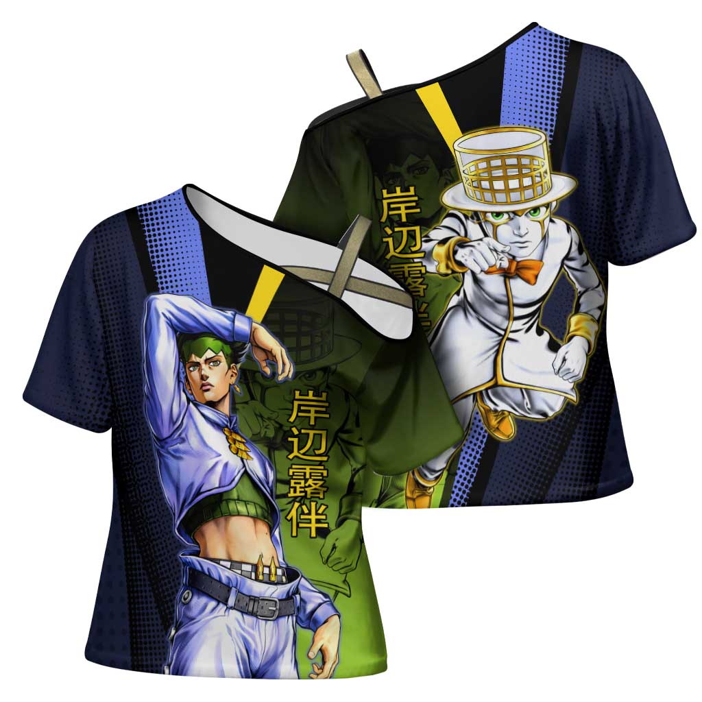 Rohan Kishibe JoJo’s Bizarre Adventure Cross Shoulder Shirt with Heaven's Door Stand and Manga Style - The Mazicc