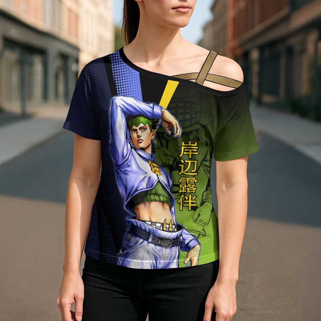 Rohan Kishibe JoJo’s Bizarre Adventure Cross Shoulder Shirt with Heaven's Door Stand and Manga Style - The Mazicc