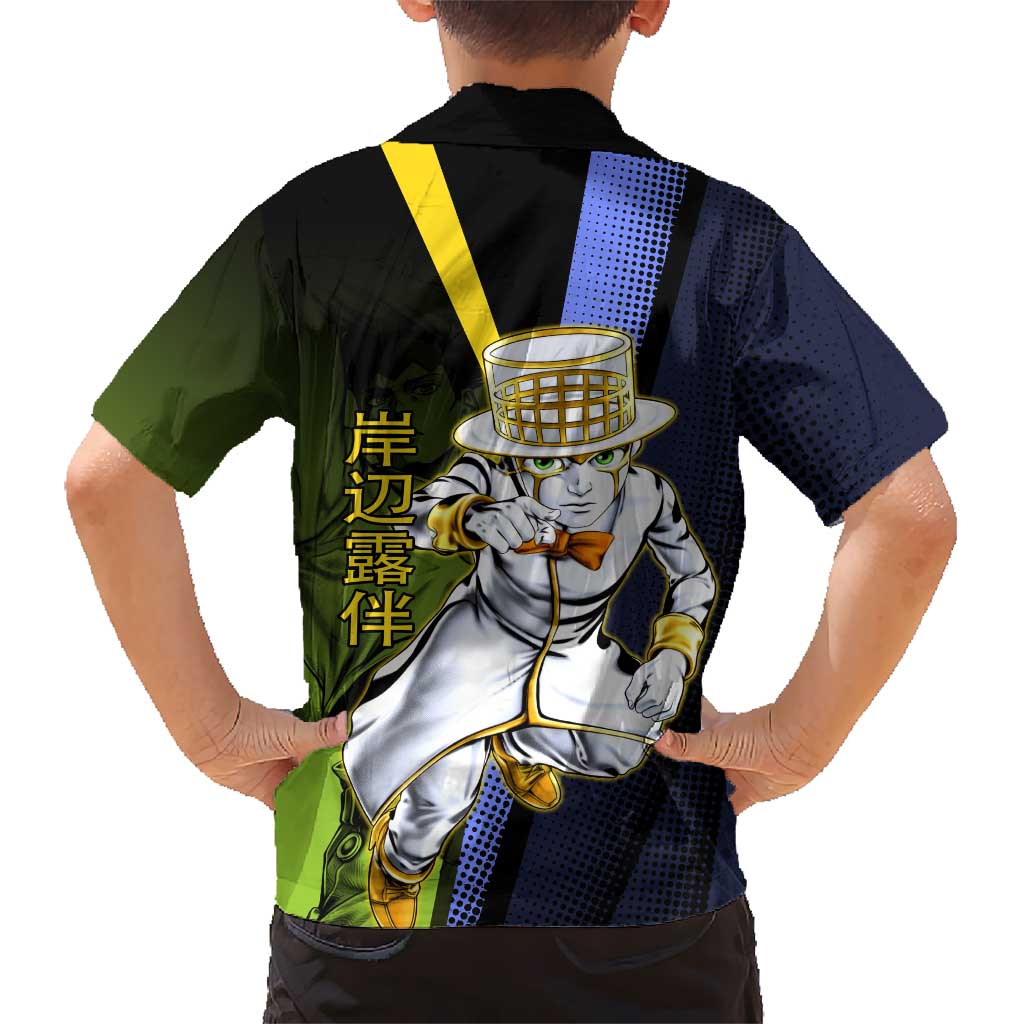 Rohan Kishibe JoJo’s Bizarre Adventure Family Matching Long Sleeve Bodycon Dress and Hawaiian Shirt with Heaven's Door Stand and Manga Style