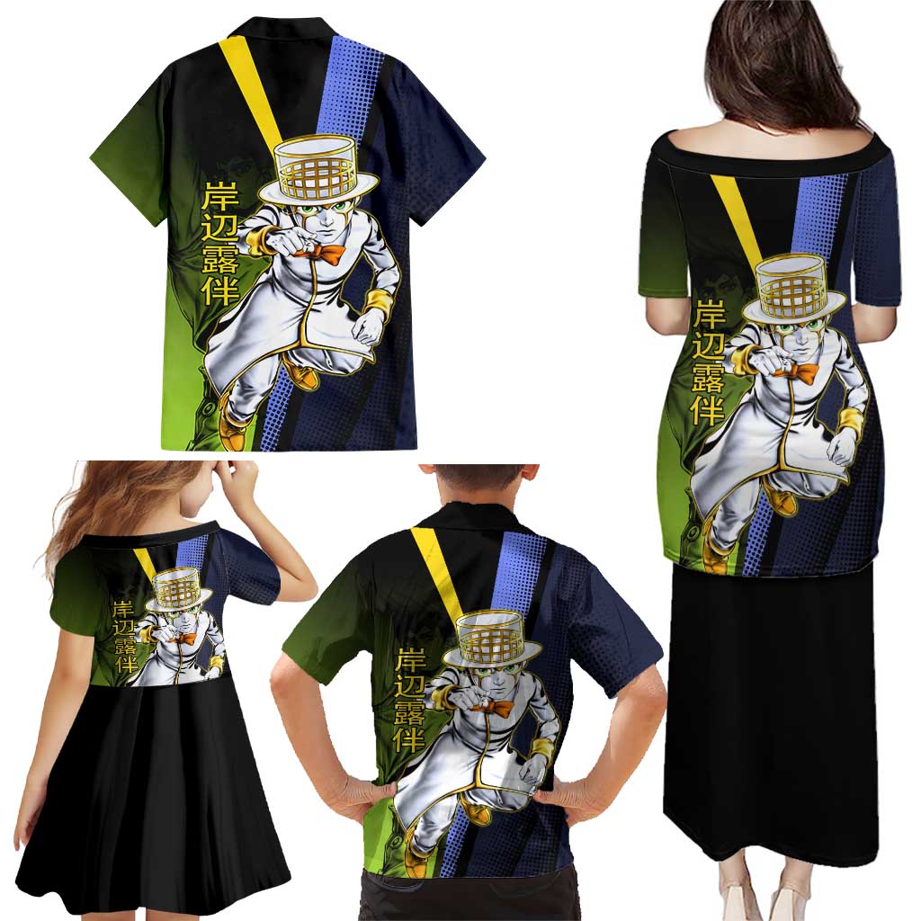 Rohan Kishibe JoJo’s Bizarre Adventure Family Matching Puletasi and Hawaiian Shirt with Heaven's Door Stand and Manga Style