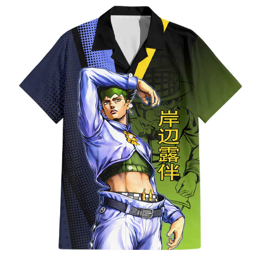Rohan Kishibe JoJo’s Bizarre Adventure Family Matching Short Sleeve Bodycon Dress and Hawaiian Shirt with Heaven's Door Stand and Manga Style