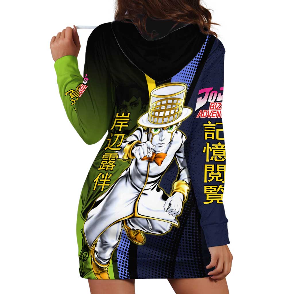 Rohan Kishibe JoJo’s Bizarre Adventure Hoodie Dress with Heaven's Door Stand and Manga Style - The Mazicc