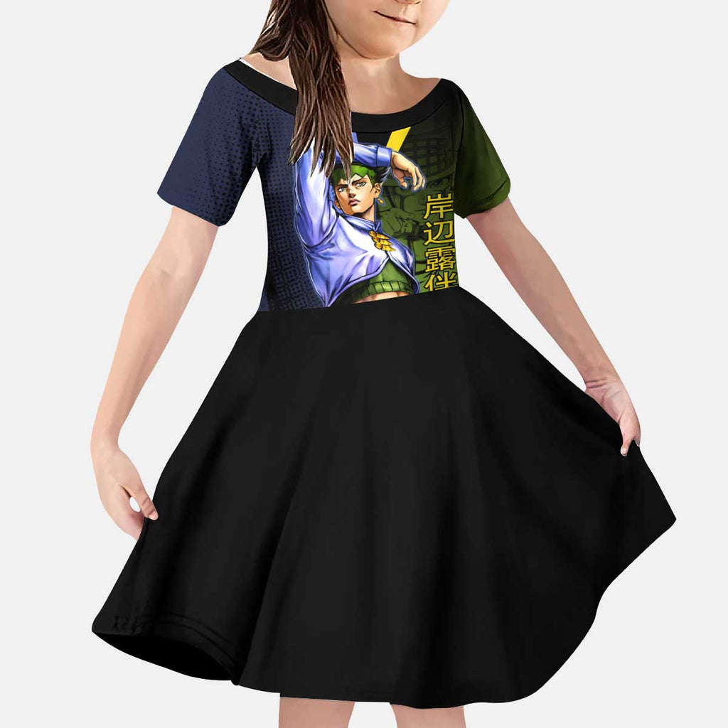 Rohan Kishibe JoJo’s Bizarre Adventure Kid Short Sleeve Dress with Heaven's Door Stand and Manga Style - The Mazicc