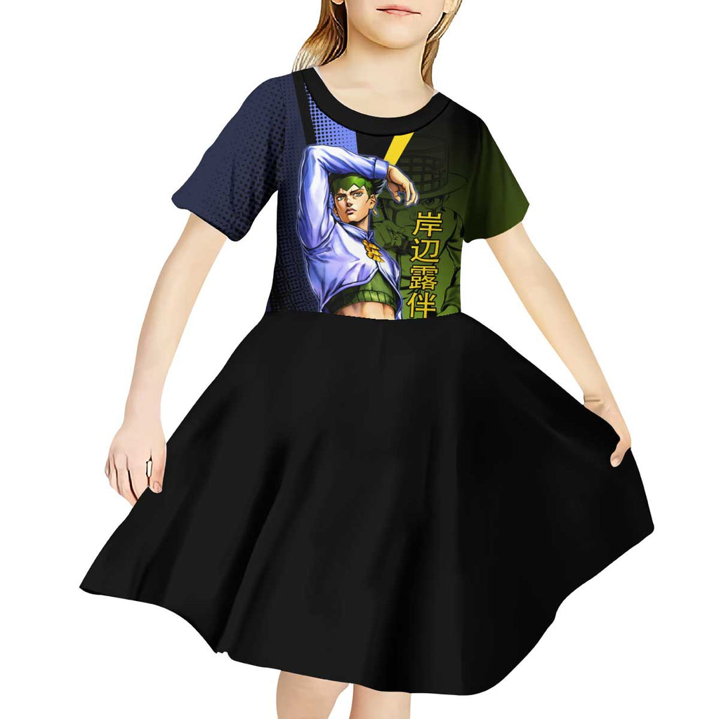 Rohan Kishibe JoJo’s Bizarre Adventure Kid Short Sleeve Dress with Heaven's Door Stand and Manga Style - The Mazicc