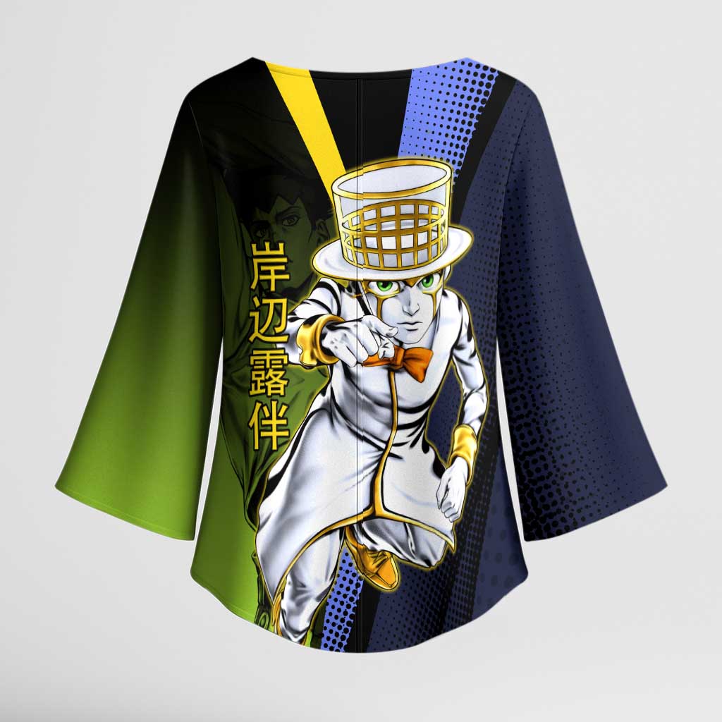 Rohan Kishibe JoJo’s Bizarre Adventure Kimono Sleeve Blouse with Heaven's Door Stand and Manga Style - The Mazicc