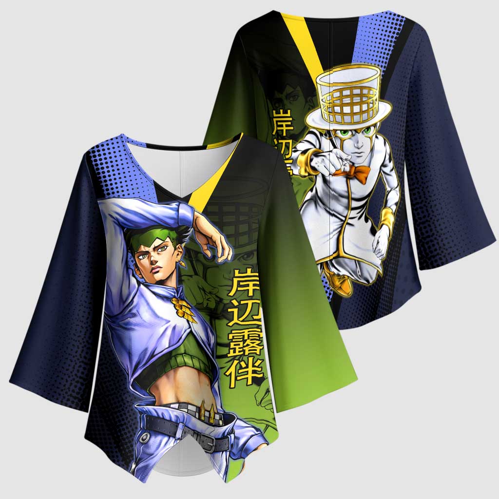 Rohan Kishibe JoJo’s Bizarre Adventure Kimono Sleeve Blouse with Heaven's Door Stand and Manga Style - The Mazicc