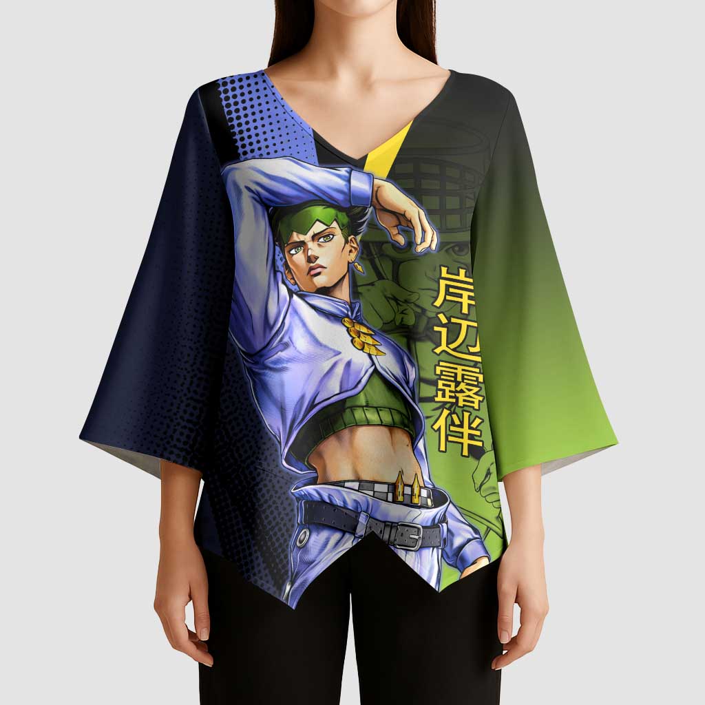 Rohan Kishibe JoJo’s Bizarre Adventure Kimono Sleeve Blouse with Heaven's Door Stand and Manga Style - The Mazicc