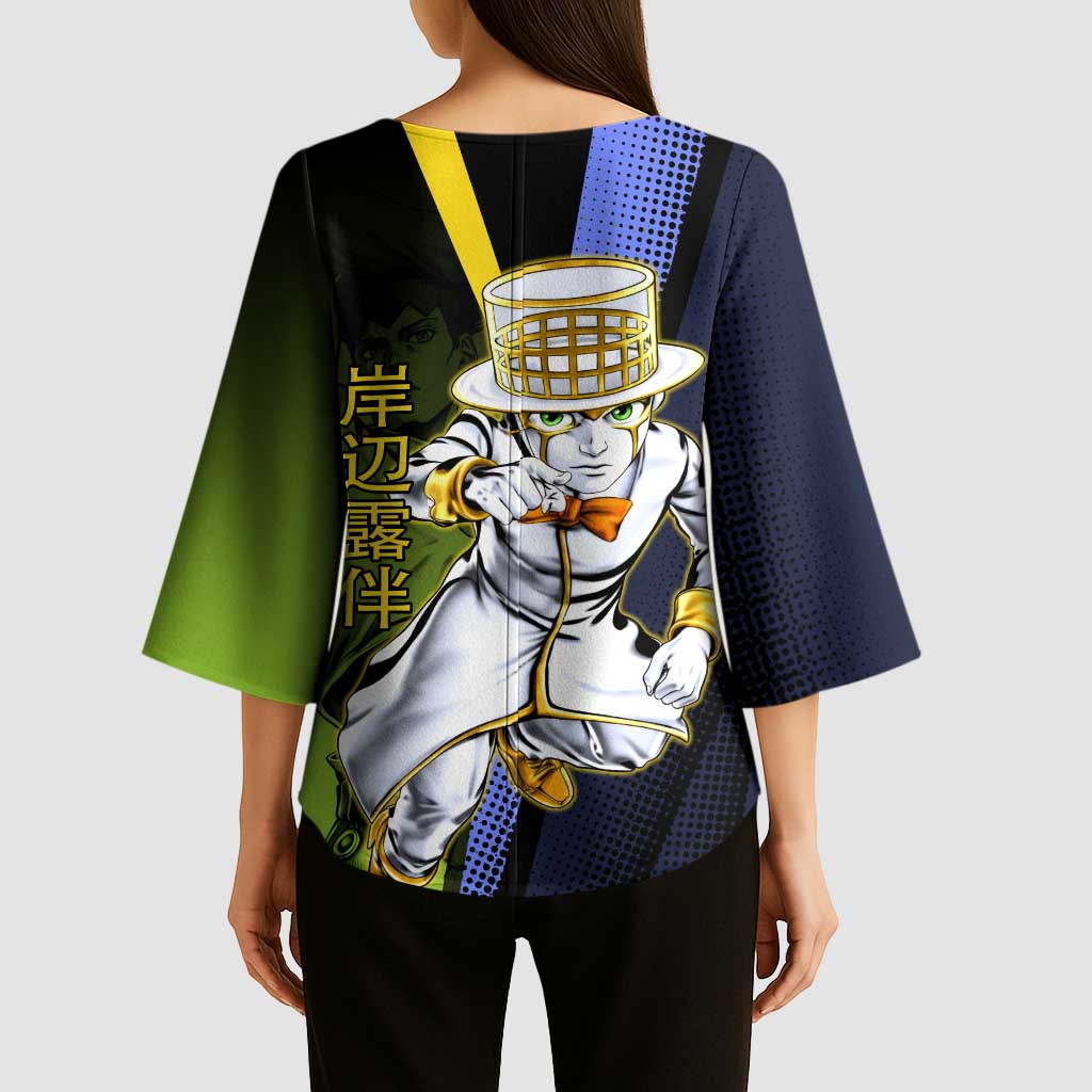 Rohan Kishibe JoJo’s Bizarre Adventure Kimono Sleeve Blouse with Heaven's Door Stand and Manga Style - The Mazicc
