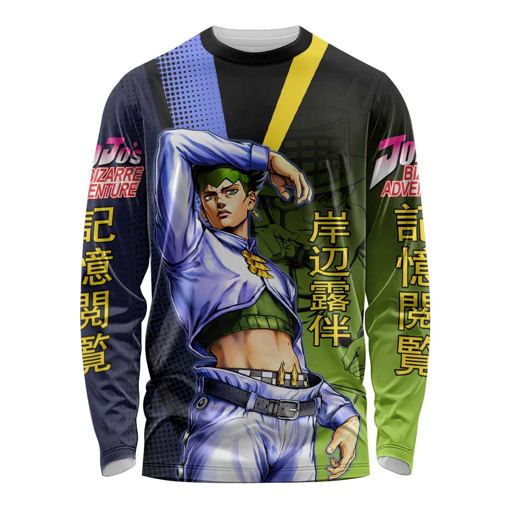 Rohan Kishibe JoJo’s Bizarre Adventure Long Sleeve Shirt with Heaven's Door Stand and Manga Style - The Mazicc