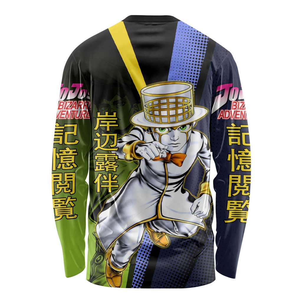 Rohan Kishibe JoJo’s Bizarre Adventure Long Sleeve Shirt with Heaven's Door Stand and Manga Style - The Mazicc