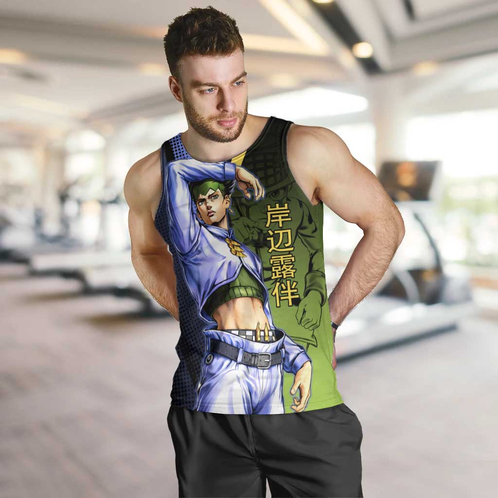 Rohan Kishibe JoJo’s Bizarre Adventure Men Tank Top with Heaven's Door Stand and Manga Style - The Mazicc