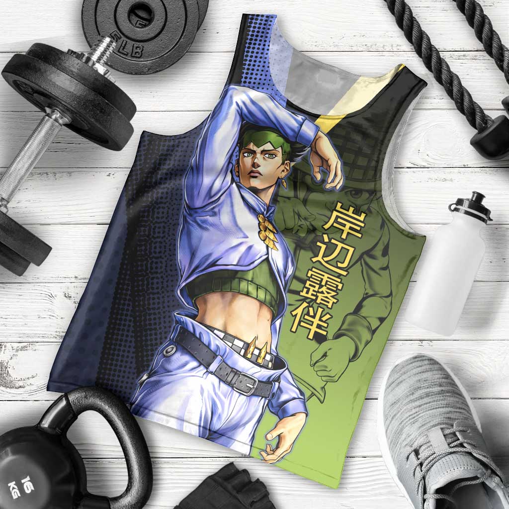 Rohan Kishibe JoJo’s Bizarre Adventure Men Tank Top with Heaven's Door Stand and Manga Style - The Mazicc