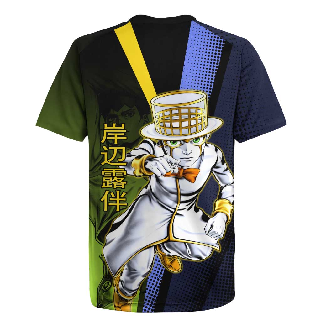 Rohan Kishibe JoJo’s Bizarre Adventure Rugby Jersey with Heaven's Door Stand and Manga Style - The Mazicc