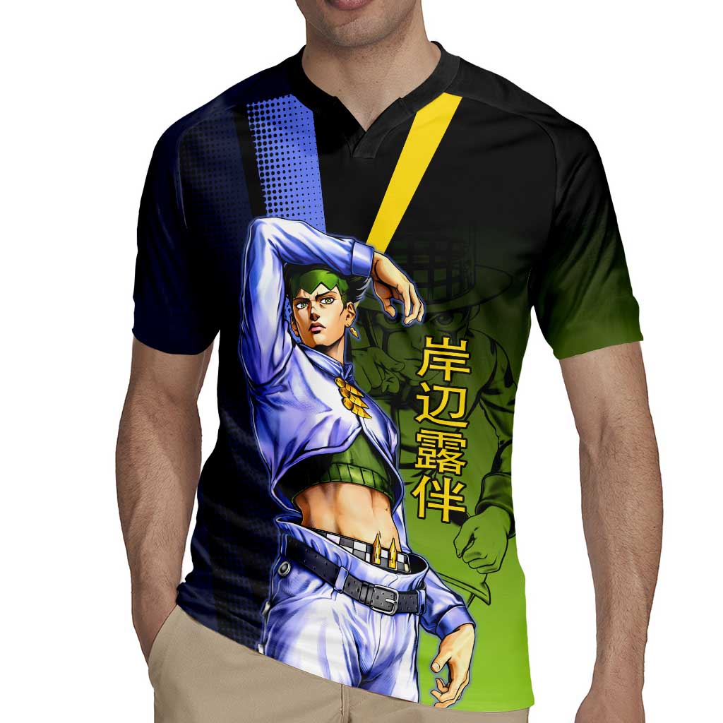 Rohan Kishibe JoJo’s Bizarre Adventure Rugby Jersey with Heaven's Door Stand and Manga Style - The Mazicc