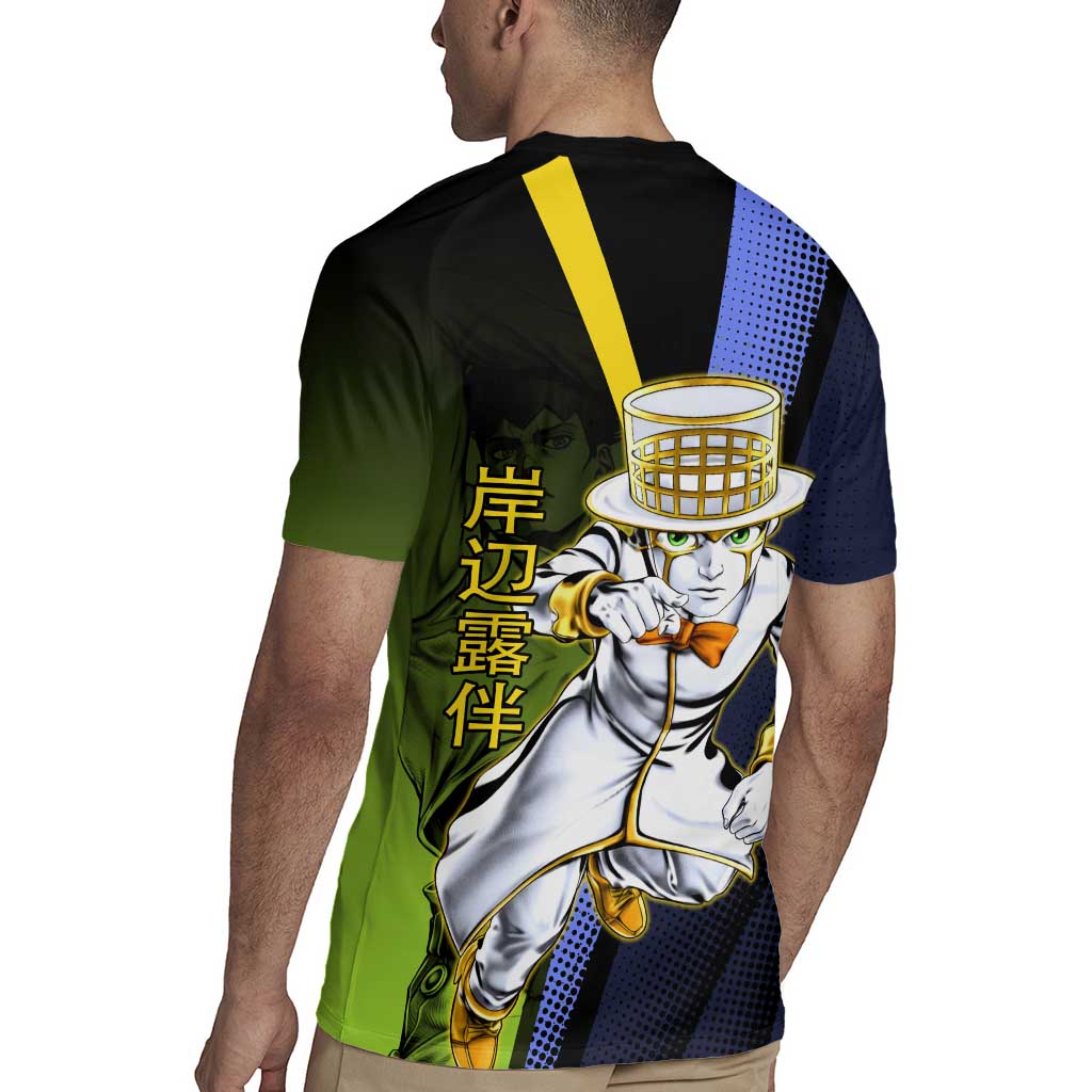 Rohan Kishibe JoJo’s Bizarre Adventure Rugby Jersey with Heaven's Door Stand and Manga Style - The Mazicc