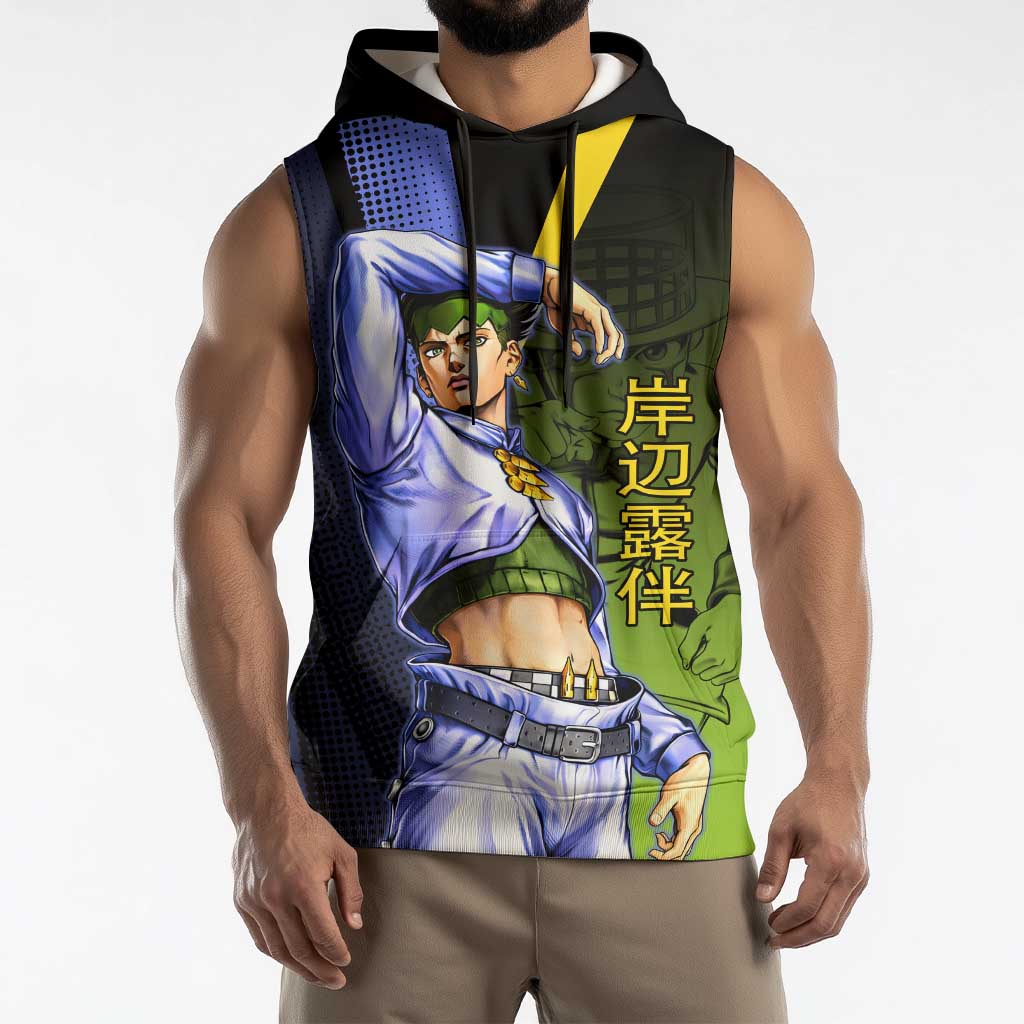 Rohan Kishibe JoJo’s Bizarre Adventure Sleeveless Hoodie with Heaven's Door Stand and Manga Style - The Mazicc