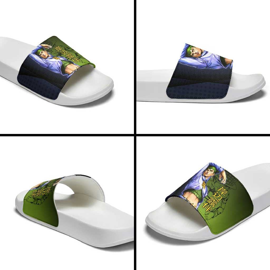 Rohan Kishibe JoJo’s Bizarre Adventure Slide Sandals with Heaven's Door Stand and Manga Style - The Mazicc