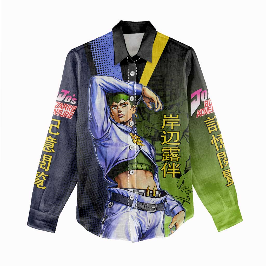 Rohan Kishibe JoJo’s Bizarre Adventure Women Casual Shirt with Heaven's Door Stand and Manga Style - The Mazicc