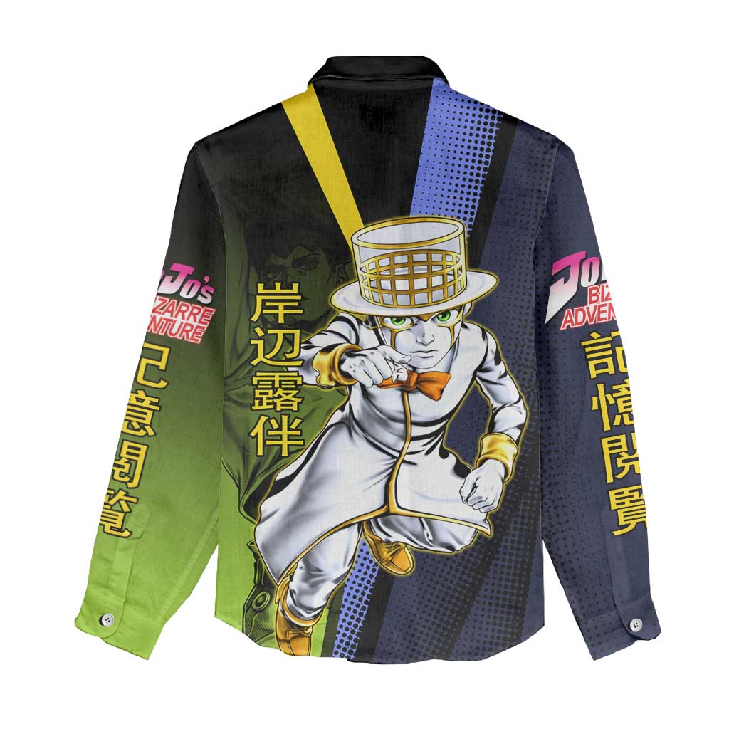 Rohan Kishibe JoJo’s Bizarre Adventure Women Casual Shirt with Heaven's Door Stand and Manga Style - The Mazicc