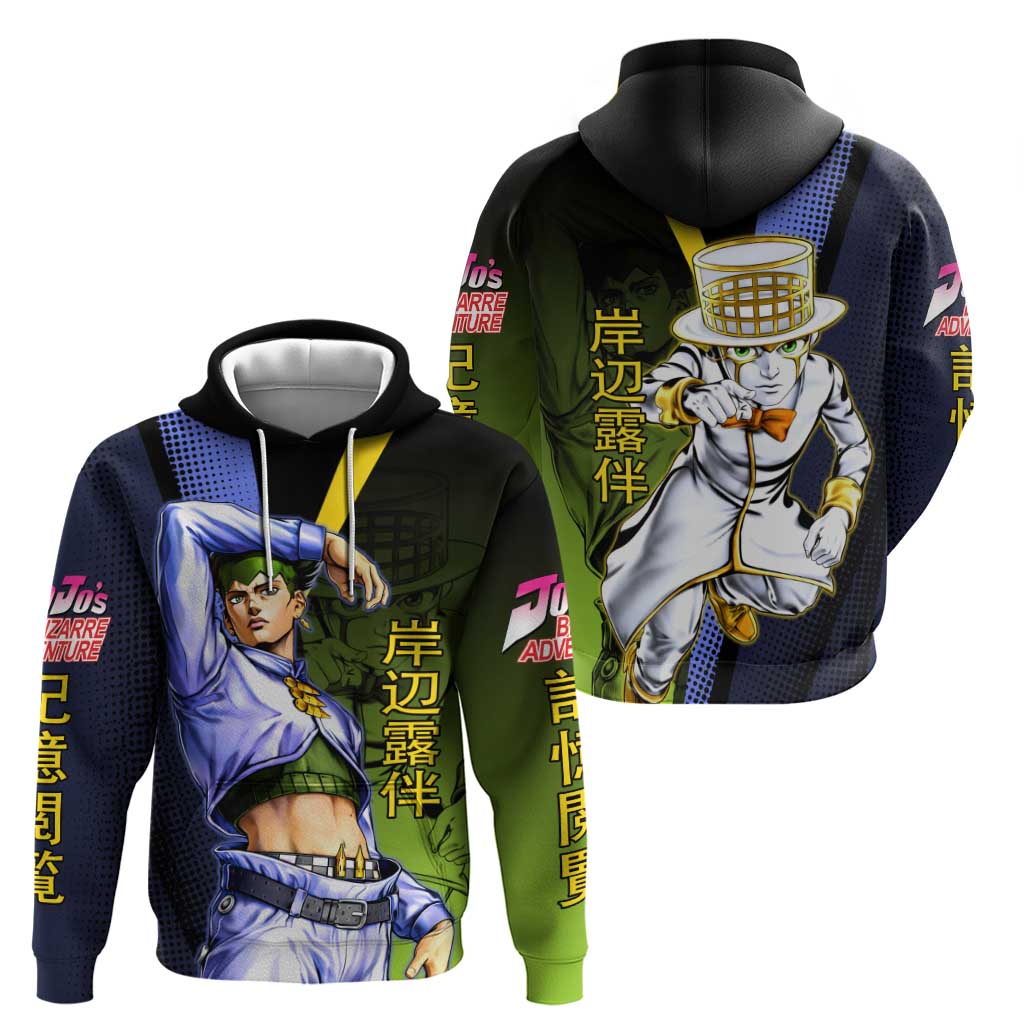 Rohan Kishibe JoJo’s Bizarre Adventure Zip Hoodie with Heaven's Door Stand and Manga Style - The Mazicc