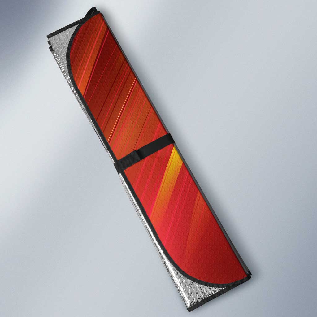 Saber of Red Fate Apocrypha Theme Auto Sun Shade with Sword Pose and Fiery Red Gradient Graphic Design - The Mazicc