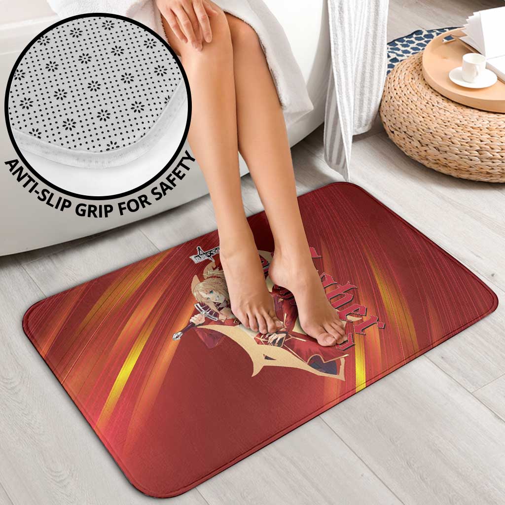 Saber of Red Fate Apocrypha Theme Bathroom Set with Sword Pose and Fiery Red Gradient Graphic Design - The Mazicc