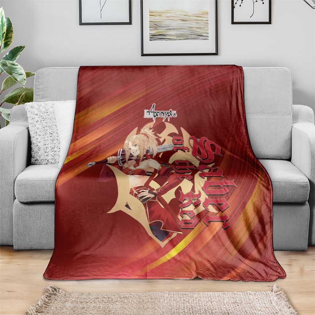 Saber of Red Fate Apocrypha Theme Blanket with Sword Pose and Fiery Red Gradient Graphic Design - The Mazicc