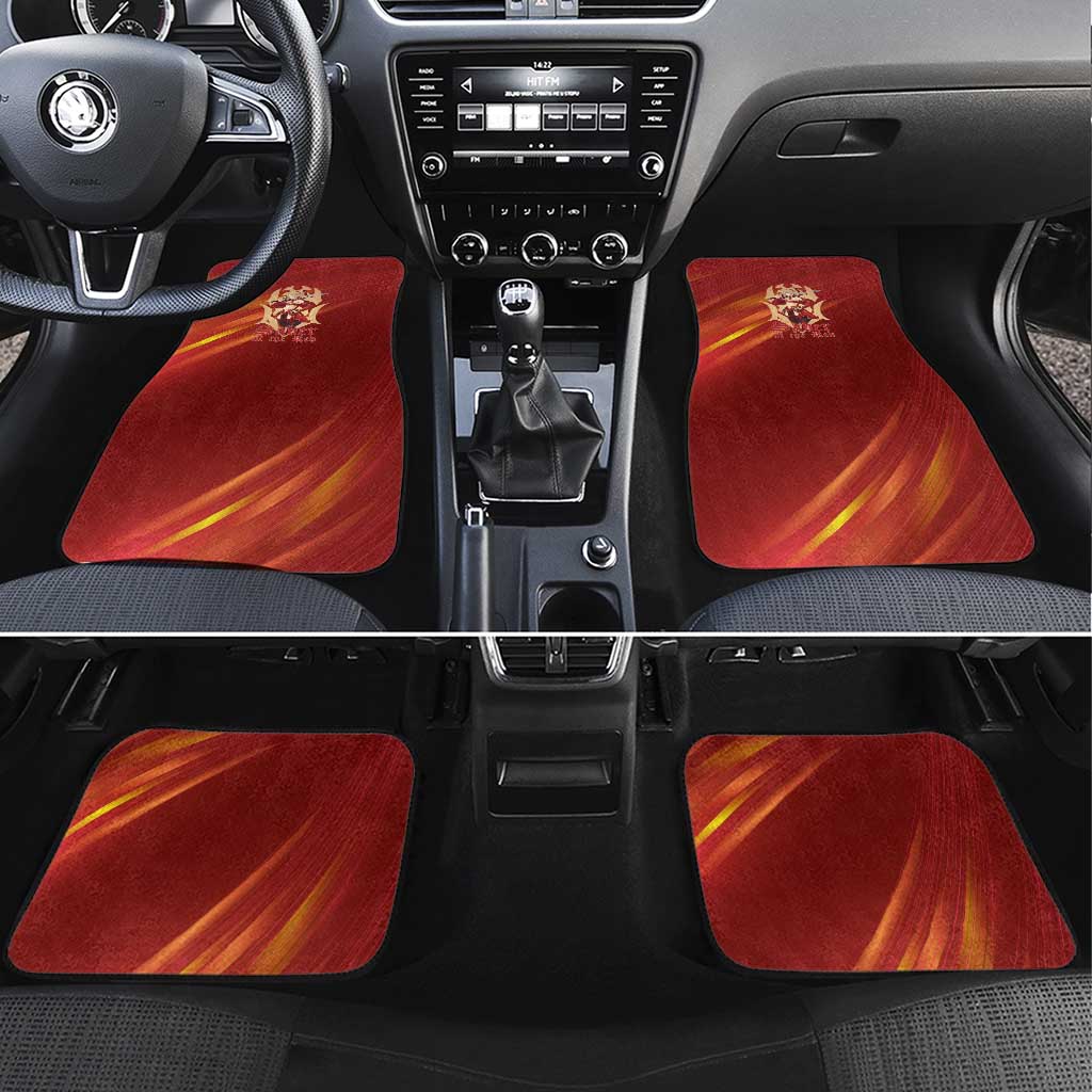 Saber of Red Fate Apocrypha Theme Car Mats with Sword Pose and Fiery Red Gradient Graphic Design - The Mazicc
