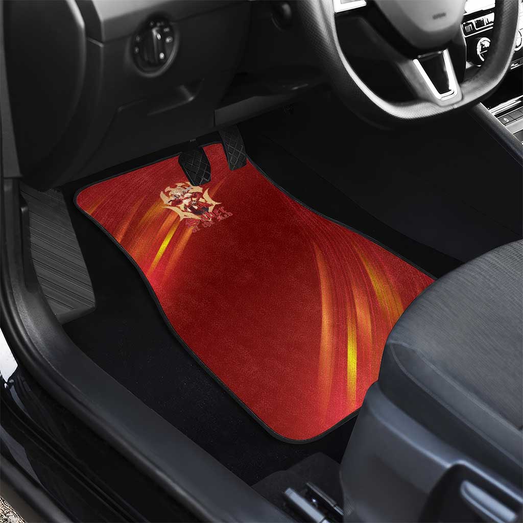 Saber of Red Fate Apocrypha Theme Car Mats with Sword Pose and Fiery Red Gradient Graphic Design - The Mazicc