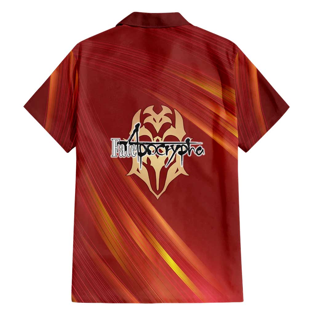 Saber of Red Fate Apocrypha Theme Family Matching Mermaid Dress and Hawaiian Shirt with Sword Pose and Fiery Red Gradient Graphic Design