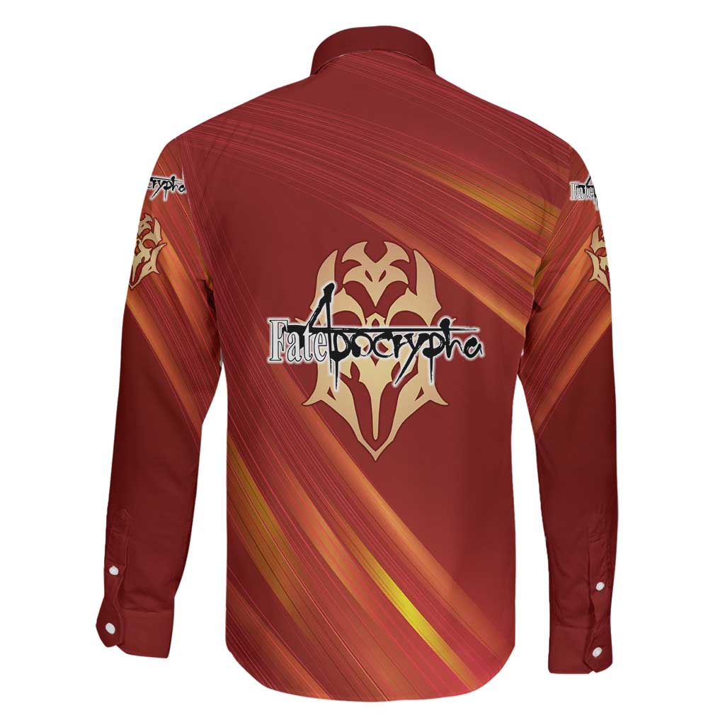 Saber of Red Fate Apocrypha Theme Family Matching Mermaid Dress and Hawaiian Shirt with Sword Pose and Fiery Red Gradient Graphic Design