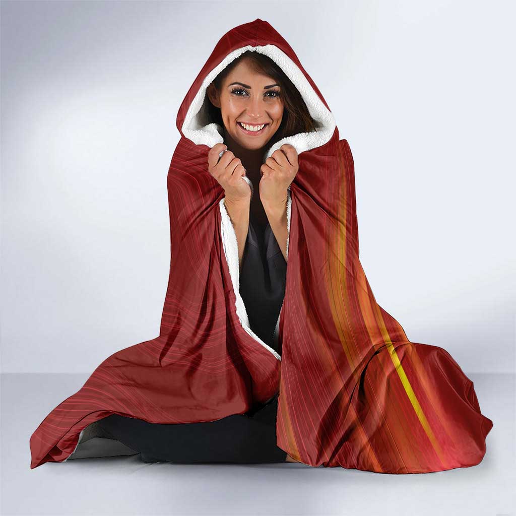 Saber of Red Fate Apocrypha Theme Hooded Blanket with Sword Pose and Fiery Red Gradient Graphic Design - The Mazicc
