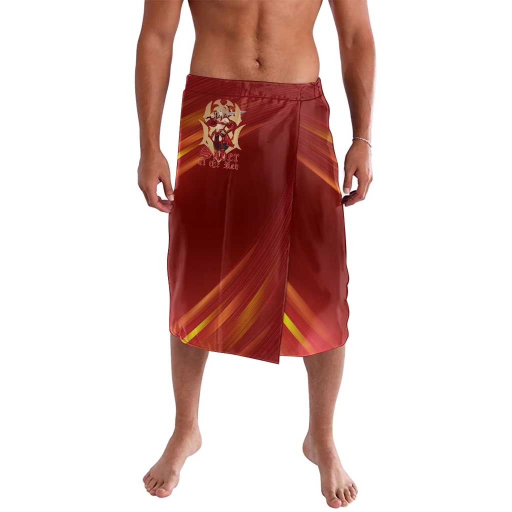 Saber of Red Fate Apocrypha Theme Lavalava with Sword Pose and Fiery Red Gradient Graphic Design - The Mazicc