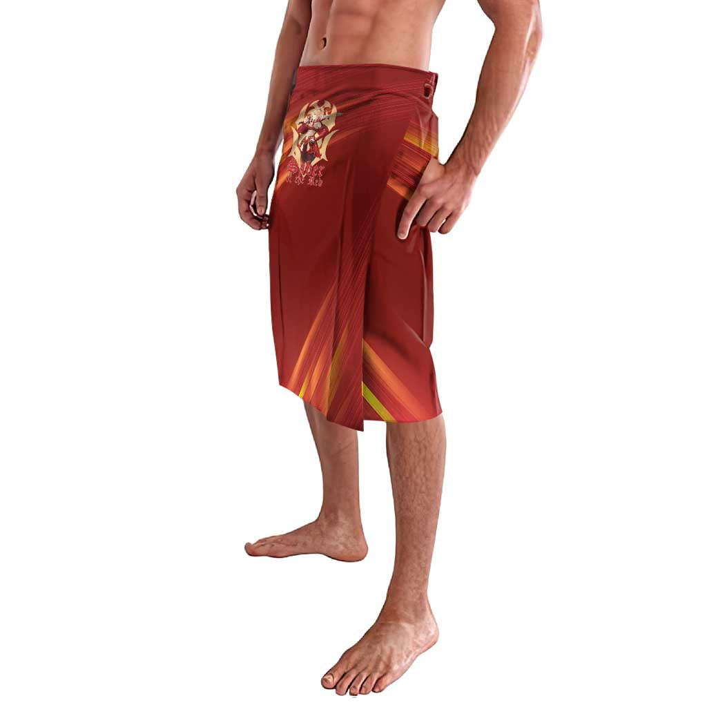 Saber of Red Fate Apocrypha Theme Lavalava with Sword Pose and Fiery Red Gradient Graphic Design - The Mazicc