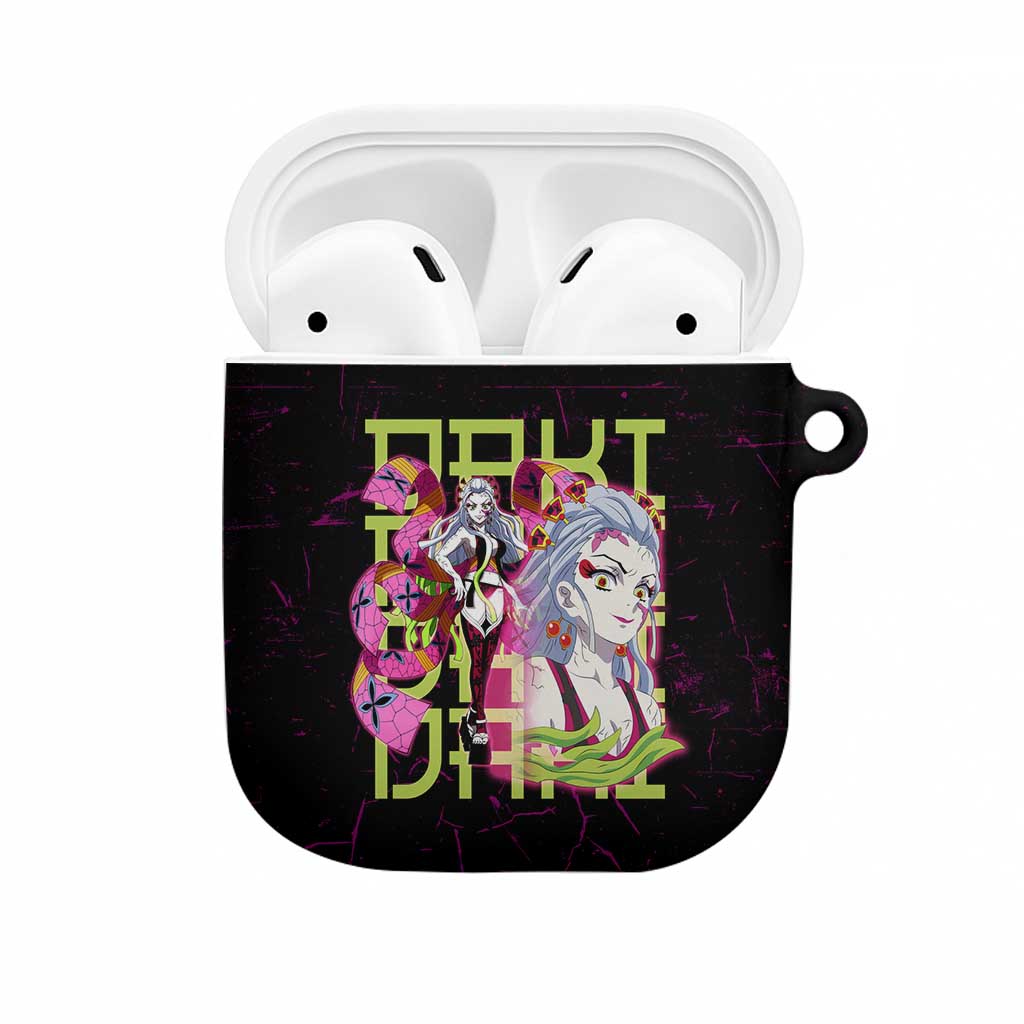 Daki Demon Slayer Theme AirPods Case with Obi Sash Design and Neon Pink Green Graphic Elements - The Mazicc