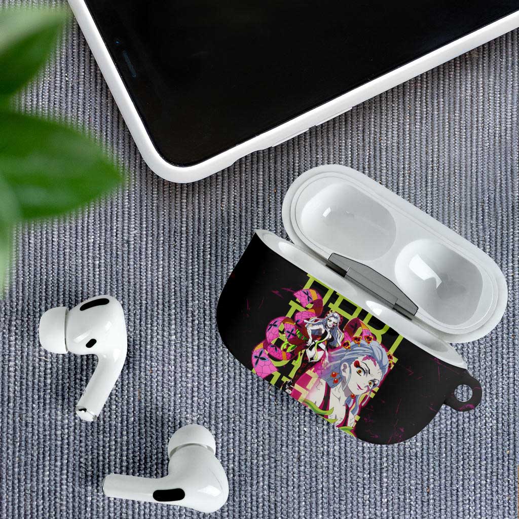 Daki Demon Slayer Theme AirPods Case with Obi Sash Design and Neon Pink Green Graphic Elements - The Mazicc