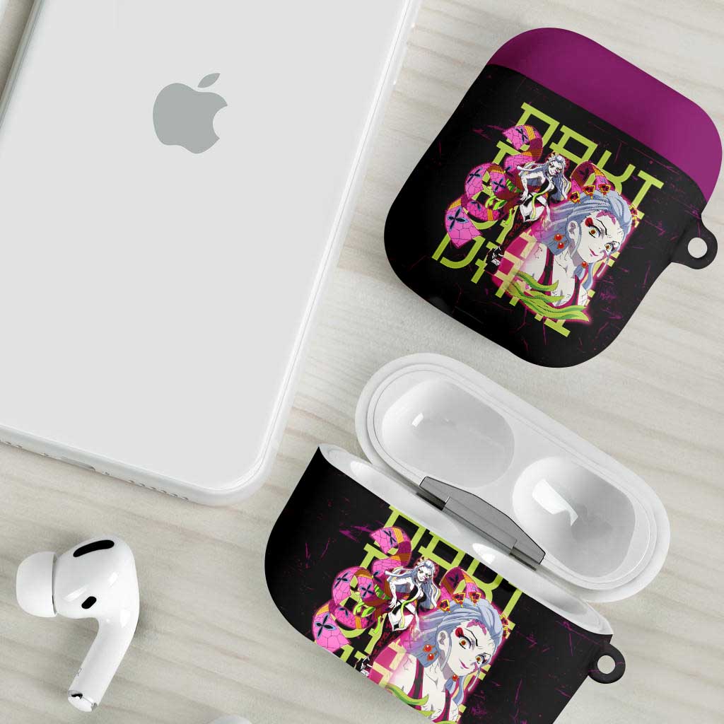 Daki Demon Slayer Theme AirPods Case with Obi Sash Design and Neon Pink Green Graphic Elements - The Mazicc