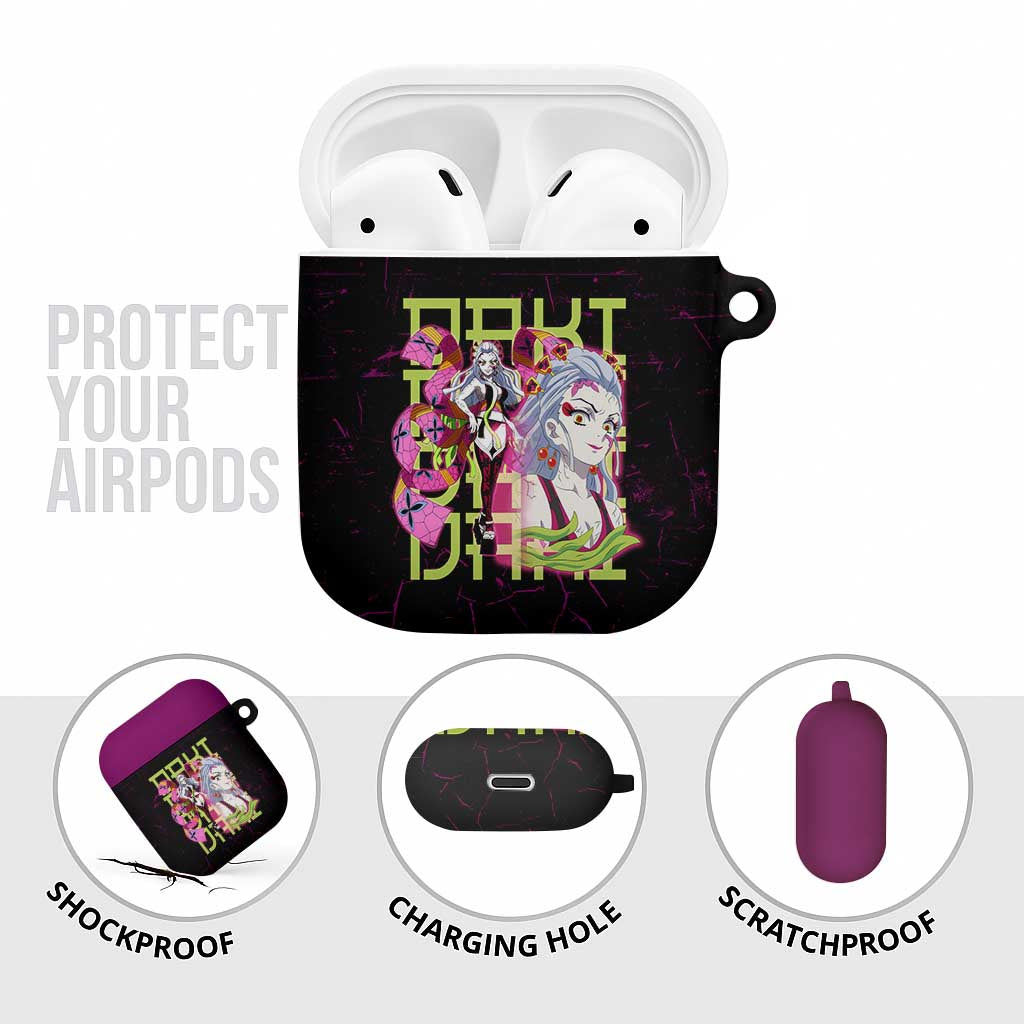 Daki Demon Slayer Theme AirPods Case with Obi Sash Design and Neon Pink Green Graphic Elements - The Mazicc