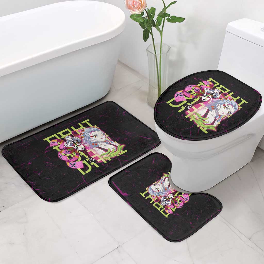 Daki Demon Slayer Theme Bathroom Set with Obi Sash Design and Neon Pink Green Graphic Elements - The Mazicc