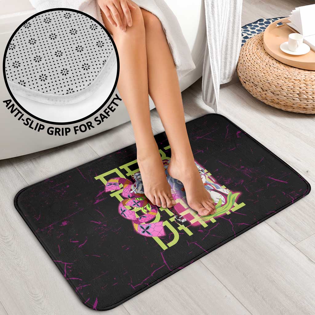 Daki Demon Slayer Theme Bathroom Set with Obi Sash Design and Neon Pink Green Graphic Elements - The Mazicc