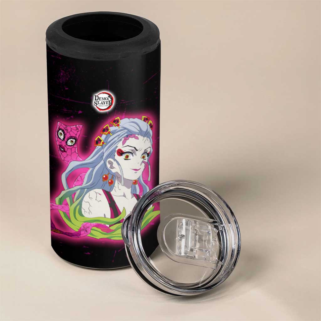 Daki Demon Slayer Theme 4 in 1 Can Cooler Tumbler with Obi Sash Design and Neon Pink Green Graphic Elements - The Mazicc