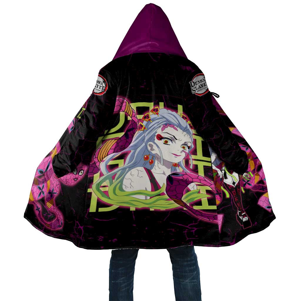 Daki Demon Slayer Theme Cloak with Obi Sash Design and Neon Pink Green Graphic Elements - The Mazicc