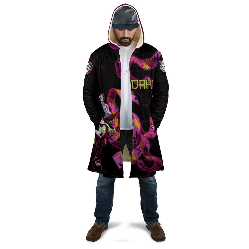 Daki Demon Slayer Theme Cloak with Obi Sash Design and Neon Pink Green Graphic Elements - The Mazicc