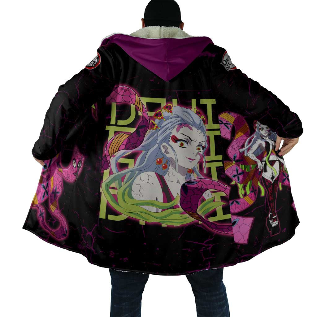 Daki Demon Slayer Theme Cloak with Obi Sash Design and Neon Pink Green Graphic Elements - The Mazicc