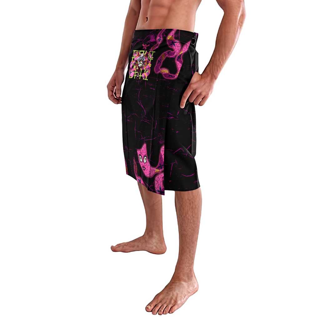 Daki Demon Slayer Theme Lavalava with Obi Sash Design and Neon Pink Green Graphic Elements - The Mazicc